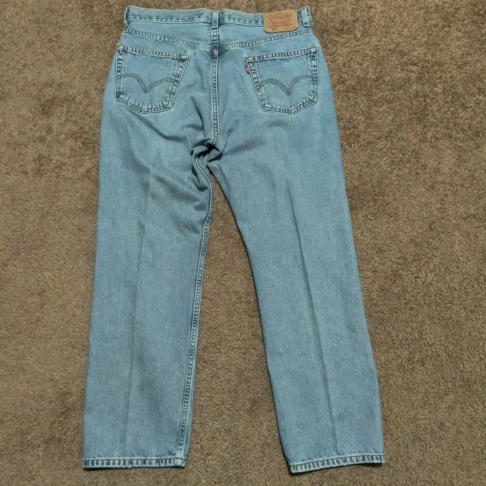 Vintage Levis 505 Jeans Mens 34‎ x 29 Regular Fit Light Blue Washed Denim
